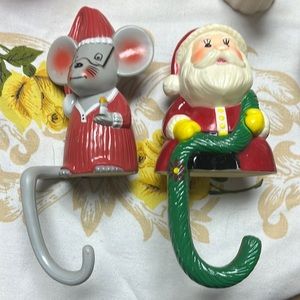 Vintage plastic Santa and mouse hanger